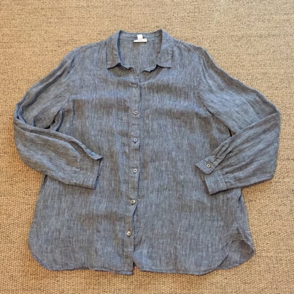 J. Jill Tops - S O L D ! J Jill Gray 100% Linen Shirt M